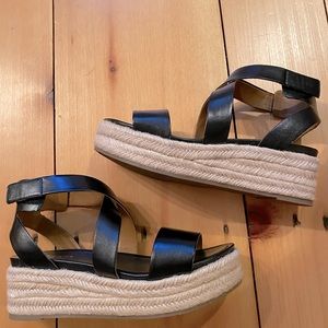 Franco Sarto Black Espadrille Wedge Sandal